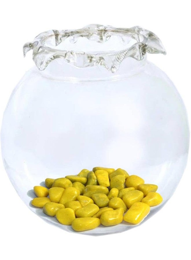 Afast Home Room Decorative Clear Fish Pot/Bowl with Colorful Stone, Glass -A1 - Image 1